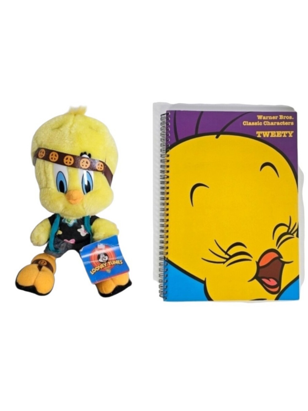Looney Tunes Tweety Plush Toy 1998 & Lined Notebook Set Vintage